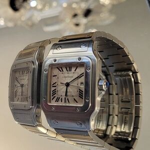 Cartier Steel Curved Santos De Cartier Watch, LM, Auto, 12RN, Vintage From 2000s